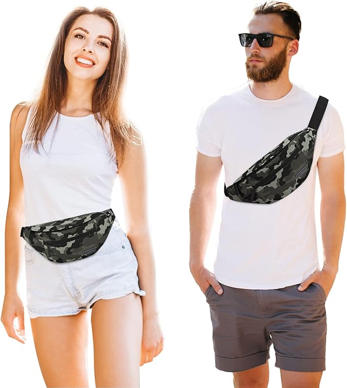 MAXTOP Large Crossbody Fanny Pack with 4-Zipper Pockets, Gifts for Enjoy Sports Festival Workout Traveling Running Casual Hands-Free Wallets Waist Pack Phone Bag Carrying All Phones