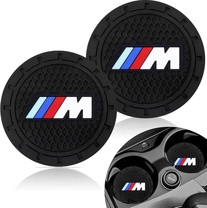 Car Cup Holder Coasters Compatible with BMW m Series Interior Accessories,Recessed Silicone Anti Slip Cup Holder Coaster Interior Accessories 2.75in 2Pack (Black)