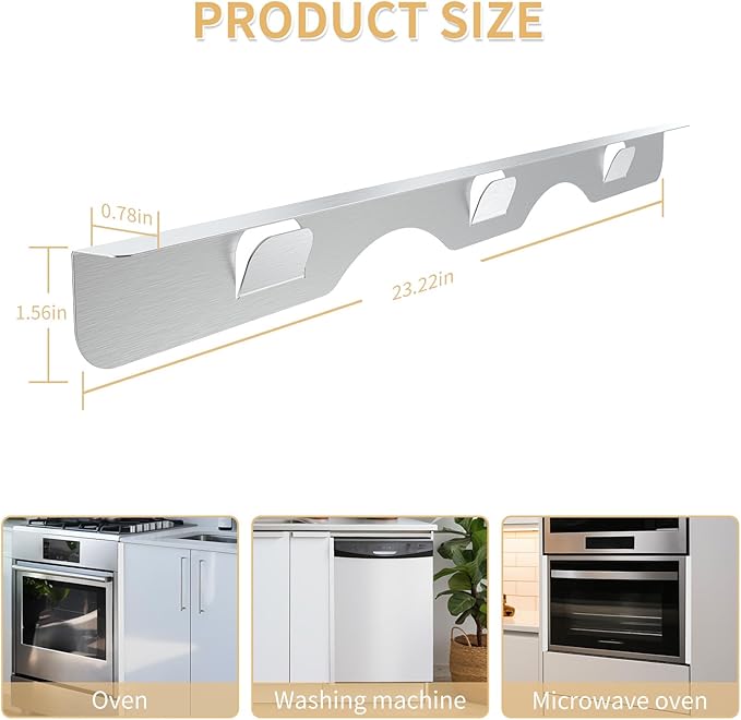 Stove Gap Covers 316 Thick Stainless Steel,2 Pack 23.2" Fixed Stove Gap Filler,Heat Resistant Stove Gap Guards,Between Stove and Counter Slide In Range Trim Kit for Kitchen,Upgrade Silver
