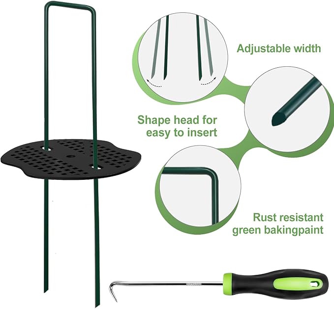 FOTMISHU Landscape Staples 6Inch 250pcs Garden Stakes + 250pcs Gasket, Lawn Pins with Spray Coating Craft,11Gauge Anti-Rust Ground Yard Spikes Anchoring for Outdoor Tents Irrigation Hoses (Green)