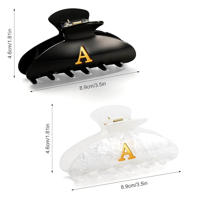 CWJCYTNSN 2 PCS Hair Claw Clips for Women Non-slip Black White Claw Clips for Thick Thin Hair Stylish A Hair Clips Elegant Hair Accessory Girls