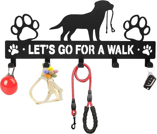 5-Hooks Dog Leash Holder for Wall， Dog Accessory Holder ，Metal Key Holder Leash Hooks
