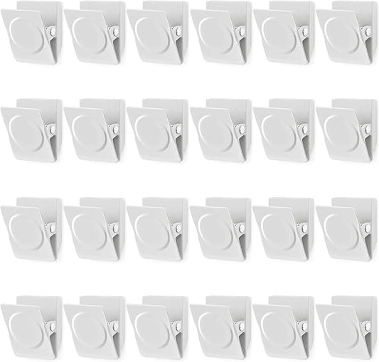 VNDUEEY 24Pcs Whiteboard Magnets, Strong Magnetic Clips Refrigerator Magnet, Magnet Clips Heavy Duty, White Metal Clip with Magnets for Home, Office, Classroom Teacher Supplies