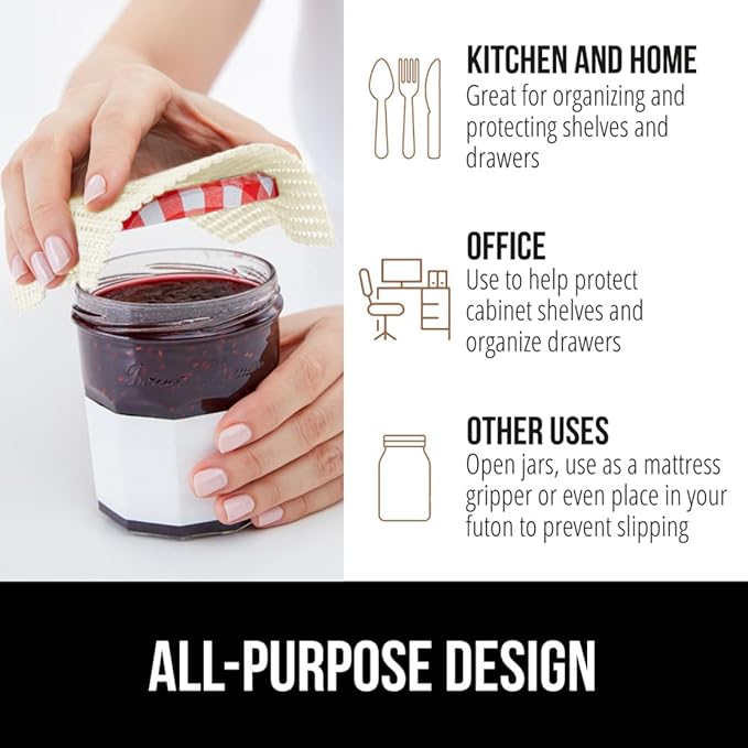 GORILLA GRIP powerGRIP Drawer Shelf and Cabinet Liner, Thick Strong Hold, Non-Adhesive Liners Protect Kitchen Cabinets and Cupboard, Bathroom Drawers, Easy Install, Breathable Mat, 20" x10' Snow White