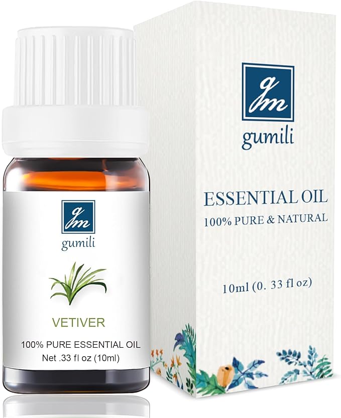 Vetiver Essential Oil - Pure Organic Essential Oil for Diffuser, Spray, Skin, Hair, Massage, DIY Candles & Soap - 10mL