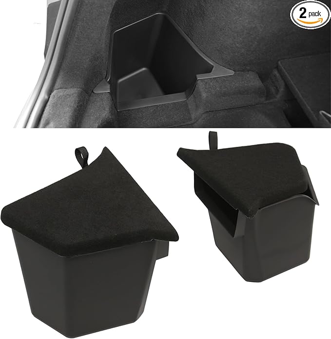 Tempsnow Trunk Storage Bins for Tesla Model Y Juniper 2025 2026 Side Trunk Organizers with Carpeted Lids