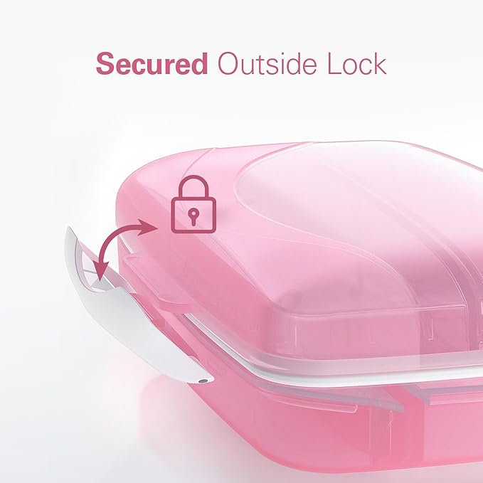 Barhon Travel Pill Organizer with 8 Large Compartments, Travel Pill Box Pocket Pharmacy Moisture-Proof, Portable Vitamin Organizer Medicine Cases for Fish Oil & Supplements (Pink)