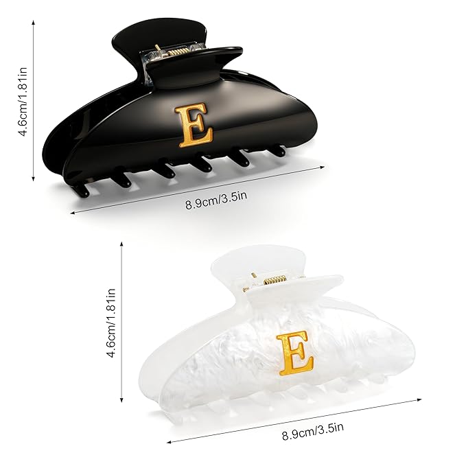 CWJCYTNSN 2 PCS Hair Claw Clips for Women Non-slip Black White Claw Clips for Thick Thin Hair Stylish E Hair Clips Elegant Hair Accessory Girls