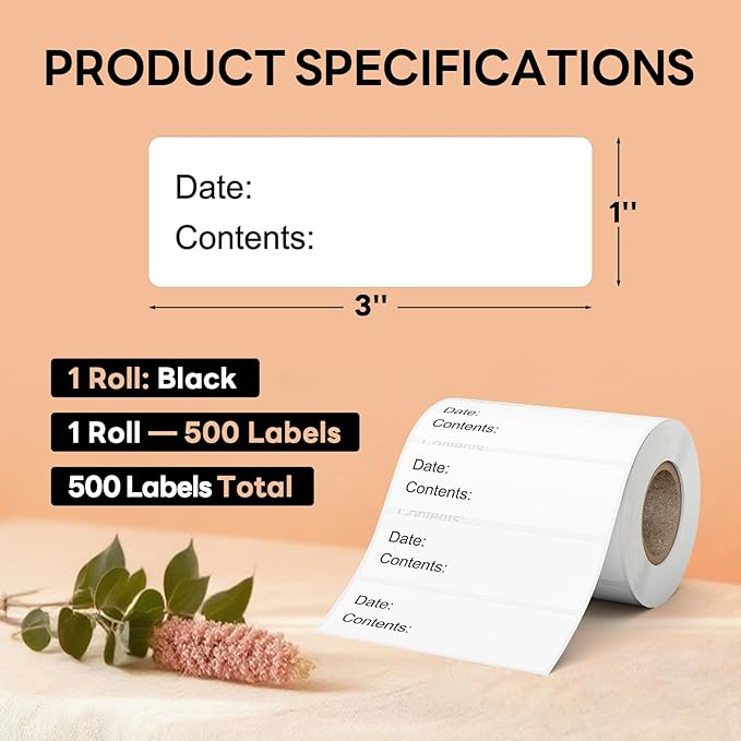 1" x 3" Freezer Labels, 500 PCS Removable Food Storage Stickers, Waterproof & Oil-Resistant Write-On Freezer Labels for Kitchen, Refrigerator, Meal Prep, and Containers, TRSTGIX