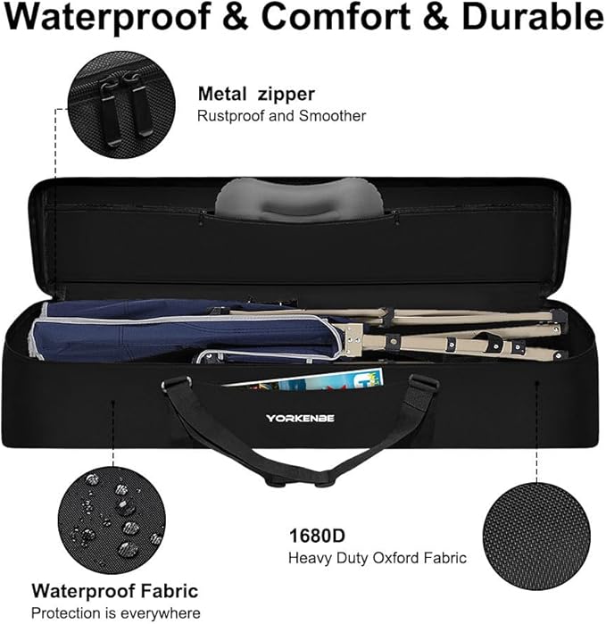 Camping Chair Replacement Bag, 42 Inch Extra Large Zippered Cot Bag, Waterproof Foldable Carrying Case with Handle Strap, Large Mouth fits Most Cots & Chairs for Travel Outdoor