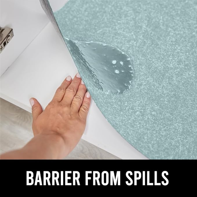 GORILLA GRIP LeakGuard Non-Adhesive Under Sink Mat for Kitchen Cabinet, Waterproof Quick Dry Shelf Liner, Durable Absorbent Felt Mats for Bathroom Sinks, Cabinets, Dresser, Easy Trim, 24x30 Spa Blue