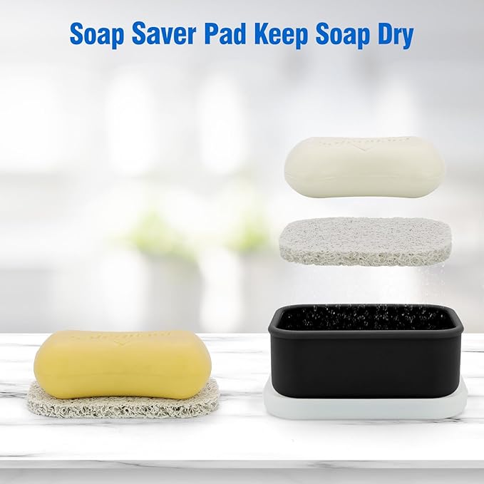 Enhanced Leak Proof Travel Soap Case, Compact Silicone Travel Soap Dish with Drainage Pad, Great for Gym, Camping, Bussines Trip (Black)