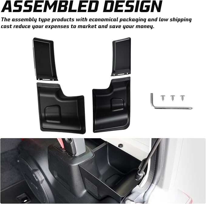 Kiwi Master Wheel Well Storage Trunk Organizers for 2018-2023 Jeep Wrangler JL 4 Door, Rear Storage Bin Box Tray, JL Interior Accessories Parts, Left & Right Side, Pair, Black