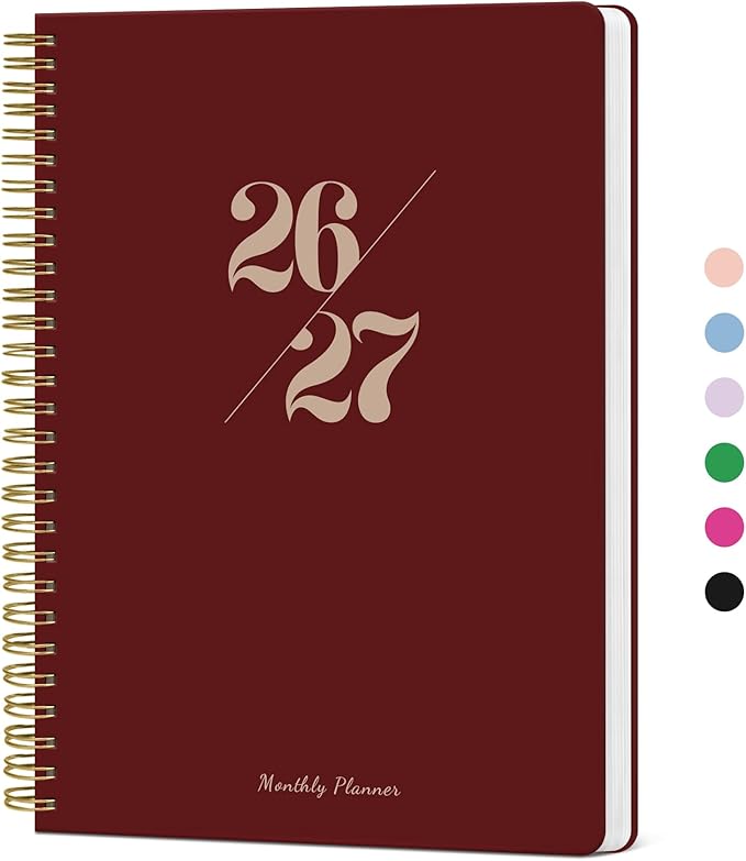 Monthly Planner 2026-2027, 2 Year Months Calendar Planner 2026-2027, Runs from January 2026 - December 2027, 7" x 10", 24 Months, Perfect for School Office Home Planning - Burgundy