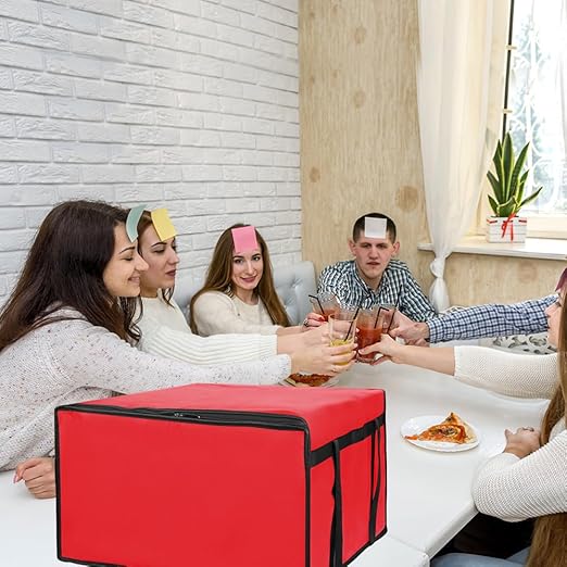 Insulated Pizza Delivery Bag for Carry Hot, 20" x 20" x 14" Carrier Warmer, Insulated Food Delivery Bag, Insulated Grocery Cooler Bags for Catering/Doordash, Commercial Food Warmers（Red, 1Pk）