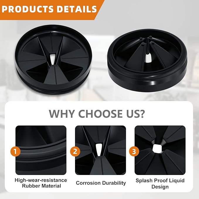 Garbage Disposal Splash Guard 3 3/8" for InSinkErator Evolution Series, Noise Reduction & Easy Install Nitrile Rubber Sink Baffle - Dishwasher Safe Drain Plug for Home Kitchens & Rentals