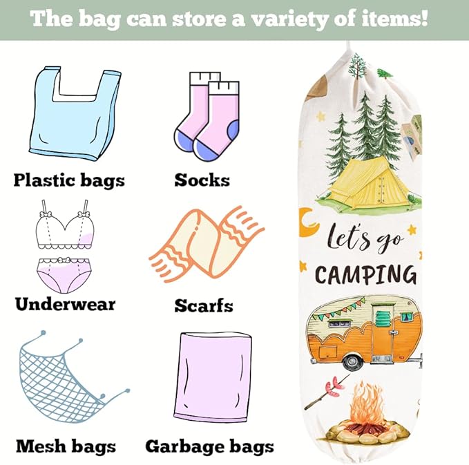 2 Pcs Camping RV Essentials Plastic Bag Holder, Reusable Hanging Grocery Bags Holder for Camper RV Accessories, Portable Trash Bags Organizer for Camper Must-Haves, Picnics, Beach, Hiking