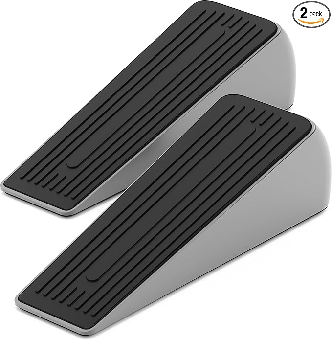 Premium Chrome Zinc Alloy Heavy Duty Door Stopper Wedge, 1.2" Door Clearance, Anti-Skid, Heavy Duty Door Stoppers for Bottom of Door with Superior Grip for All Floor Types, Weighted Door Stop, 2 Pack
