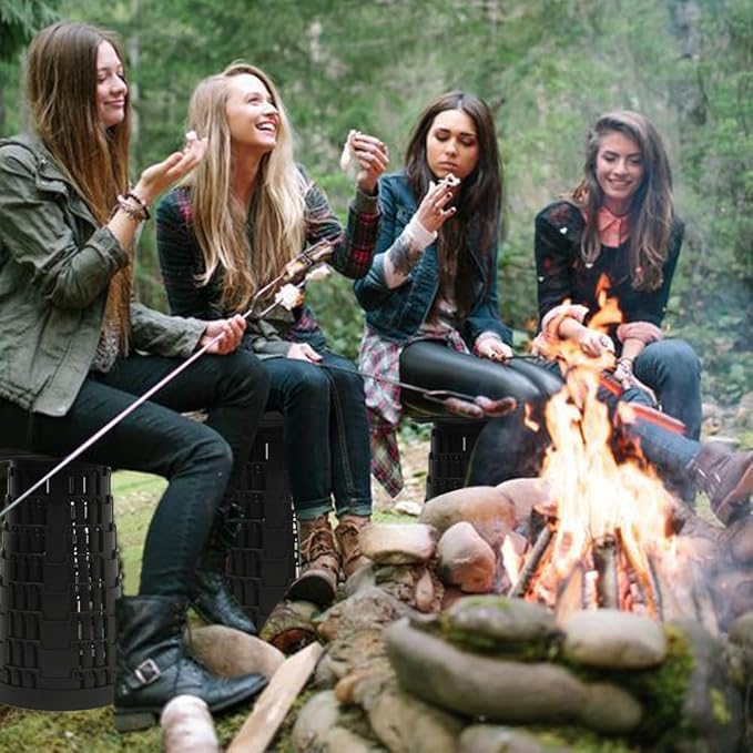 2 PCS Upgraded Collapsible Stool Chair, Max 660lb Folding Stool, Lightweight, Sturdy, Adjustable, Portable, Foldable Seat Stools for Outdoor Camping Fishing Hiking BBQ