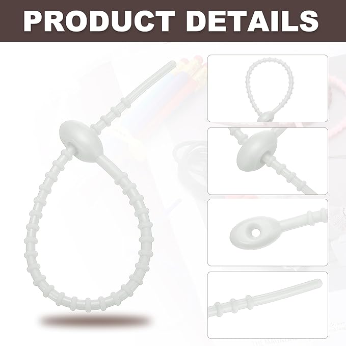 PATIKIL 8 Inch Silicone Cable Ties, 20pcs Rubber Reusable Twist Zip Ties Organizer for Home Office Kitchen Food bags Wires Adjustable Bag Clip, Grey