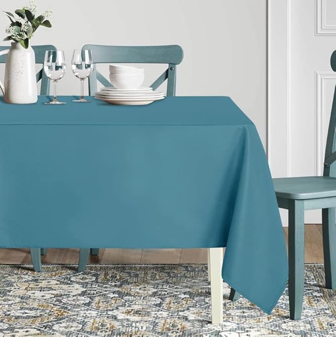 sancua Square Tablecloth - 60 x 60 Inch - Stain and Wrinkle Resistant Washable Polyester Table Cloth, Decorative Fabric Table Cover for Dining Tables, Buffet Parties and Camping, Teal