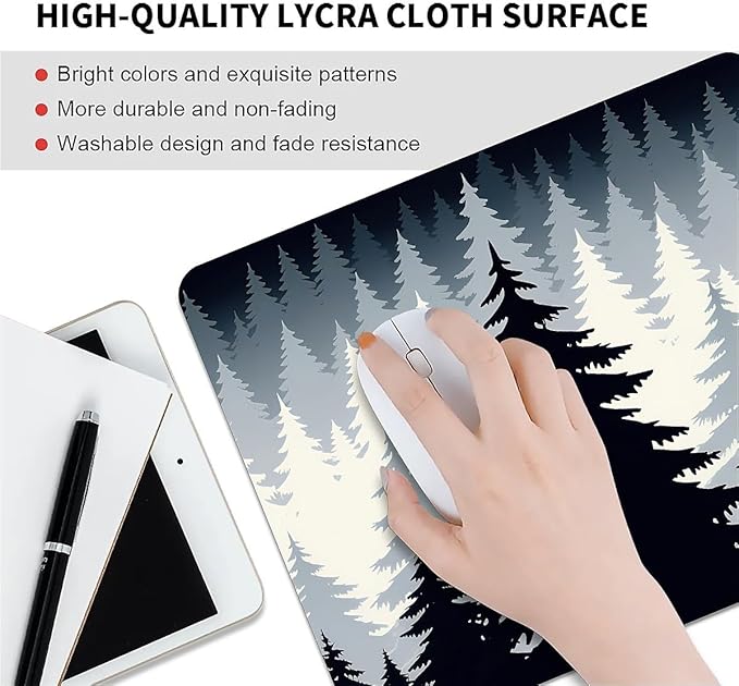 Square Mouse Pad Misty Forest, Personalized Premium-Textured Custom Mouse Mat Design, Washable Mousepad Cloth, Non-Slip Rubber Base Computer Mouse Pads for Wireless Mouse