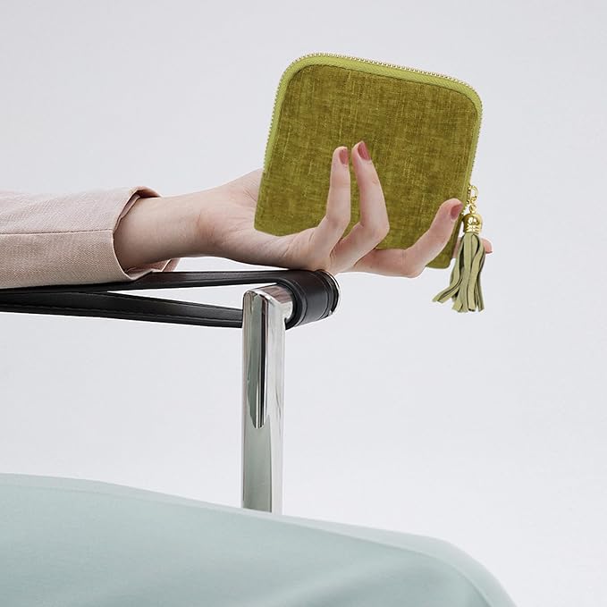 Stratalife Travel Jewelry Case Organizer for Women Portable Jewelry Box with Small Pouches for Gemstones Healing Crystal Bracelets, Necklace Bangles Storage, Pendants Ring Holder Zipper, Green Tassel