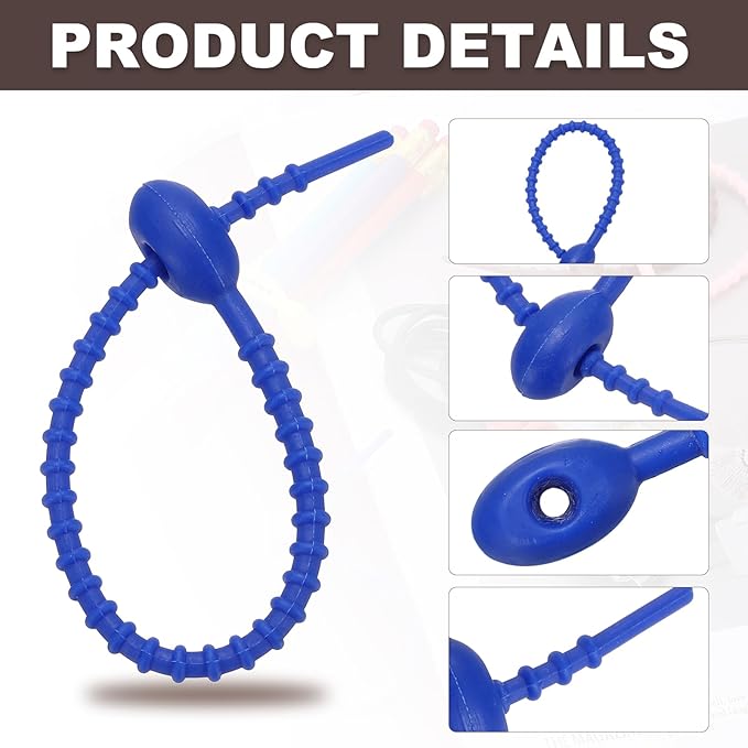 PATIKIL 6 Inch Silicone Cable Ties, 20pcs Rubber Reusable Twist Zip Ties Organizer for Home Office Kitchen Food bags Wires Adjustable Bag Clip, Dark Blue