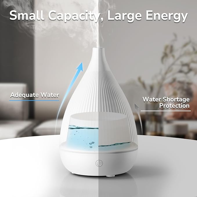 Ultrasonic Essential Oil Diffuser, Home Fragrance Aroma Diffuser with Auto Shut-Off, Color Change Night Light & Ultra-Quiet Operation, BPA-Free Portable Aromatherapy Humidifier for Home (White-2)