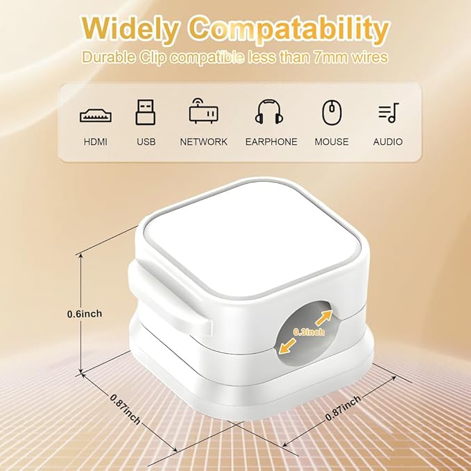 18 Pack Cord Organizer Holder, Magnetic Cable Clips Management, Easy Adhesive Phone Charging Cable Keeper, Hide Or Organize Desk Cable for Kitchen, Office, Car, Nightstand（White）