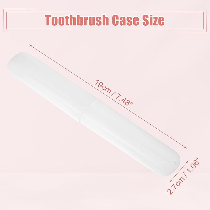 VOCOSTE 2 Pcs, Toothbrush Travel Case, Plastic, Lightweight Traveling Toothbrush Holders Case, for Travel Business, White, 7.48"x1.06"