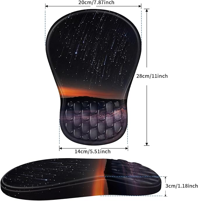 YIWEI Ergonomic Mouse Pad with Wrist Rest - Comfortable Office Mousepad with Memory Foam Wrist Support for Carpal Tunnel Relief, Mouse Pads with Non-Slip Base for Gaming and Home (Meteor)