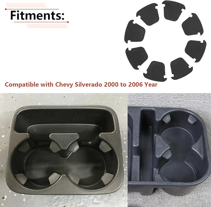 RLB-HILON 8PCS Cup Holder Insert Rubber Compatible with Chevy Silverado 2000 to 2006 Year