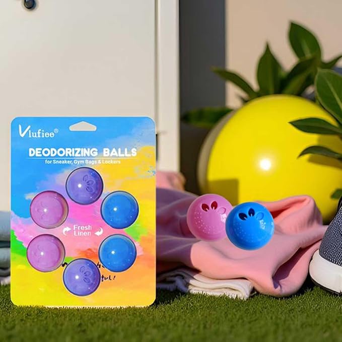 Shoe Deodorizer Balls for Sneaker, Fresh Linen Scent, Essential Oil Sneaker Deodorizer Ball, Small Spaces Odor Eliminator Air Freshener for Shoes, Gym Bags, Drawers and Locker