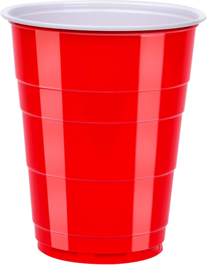 Amazon Basics Disposable Red Plastic Party Cups, BPA-Free, 18oz, for Birthdays, BBQs and Events, 120 Count (Pack of 2)