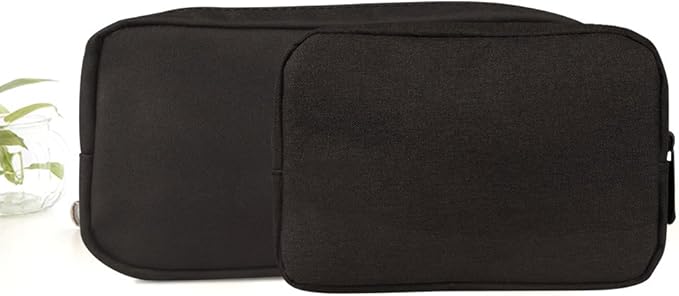 Universal Electronics/Accessories Soft Carrying Case Bag, Durable & Light-weight,Suitable for Out-going, Business, Travel and Cosmetics Kit (Small+Big-Black)