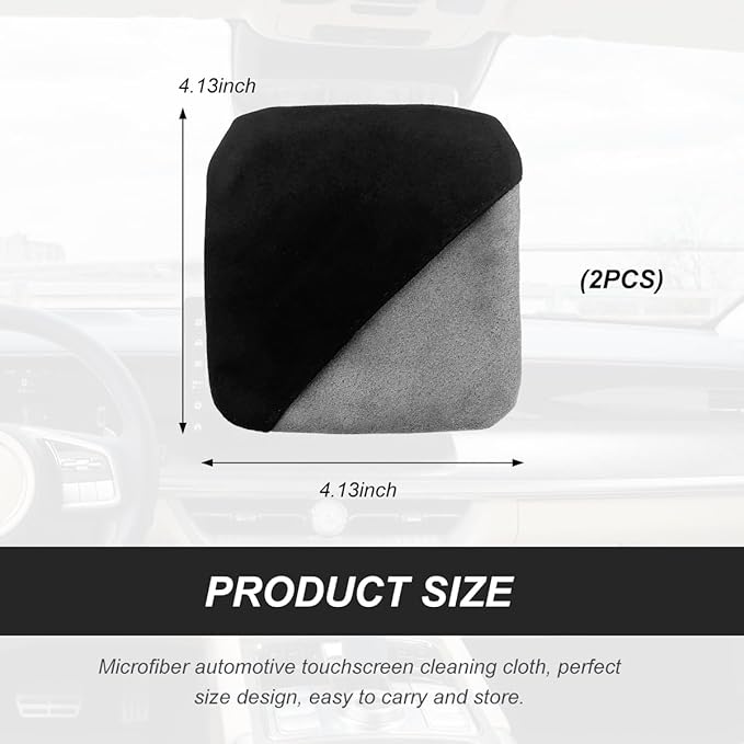 2PCS Car Screen Cleaner, 4.13"×4.13" Square Microfiber Cloth Auto Cleaning Wipes, Reusable Non-Scratch Touchscreen Cleaning Pad for Dashboard LCD Display Laptop, Car Accessories