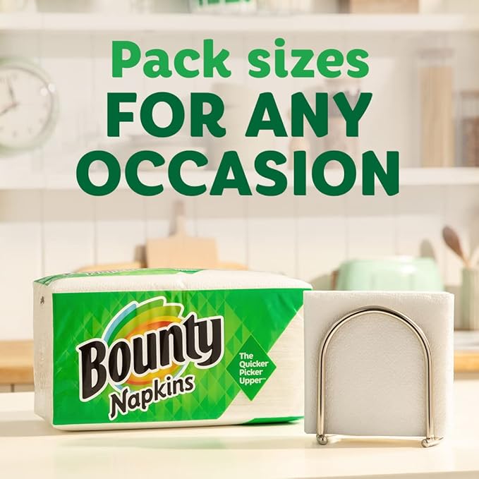 Bounty Paper Napkins, White, Packaging may vary, 200 Count (Pack of 3)
