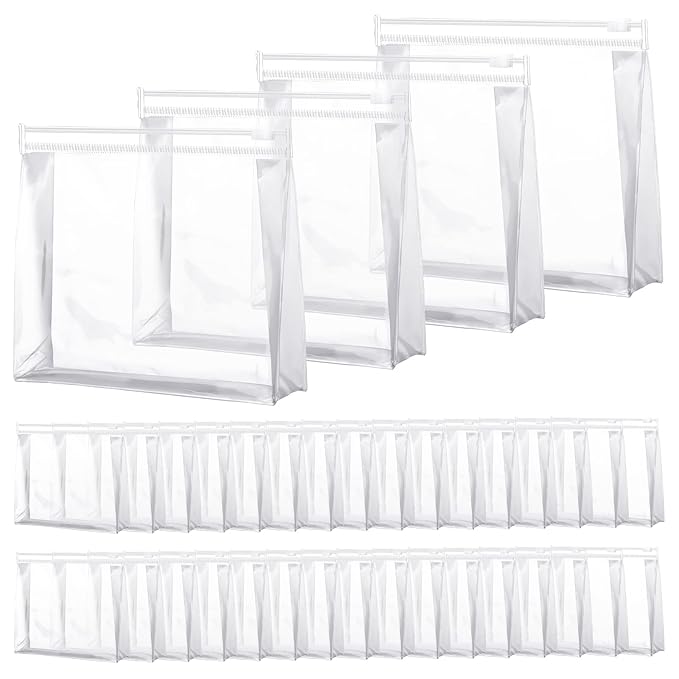 Xuniea 50 Pcs Mini Clear Makeup Bag Small Clear Zipper Pouch Travel Plastic Cosmetic Organizer Waterproof for Toiletries Swimsuit Bikini Bathing Suit(5.9 x 5.1 x 1.45 in,Transparent)