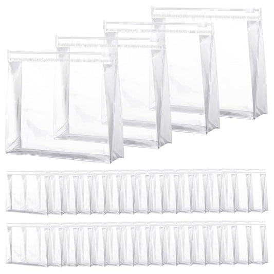 Xuniea 50 Pcs Mini Clear Makeup Bag Small Clear Zipper Pouch Travel Plastic Cosmetic Organizer Waterproof for Toiletries Swimsuit Bikini Bathing Suit (5.9 x 5.1 x 1.45 in, Transparent)