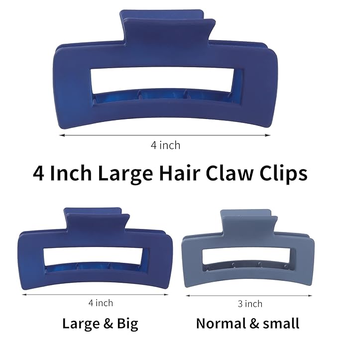 4.1 Inch Large Hair Accessories - 12 Pcs Big Square Jaw Clips for Thick Hair, Jumbo Bulk Clips for Women and Girls