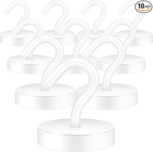 Neosmuk Magnetic Hooks, Cruise Ship Essentials, 100lb+ Heavy Duty Magnetic Hooks for Cruise Cabins, Refrigerator, Grill, Hanging, and Travel | Extra Strong Must-Haves Magnet Hook,White