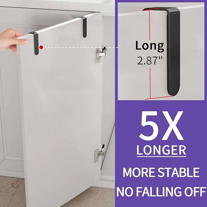 Over Cabinet Towel Holder, 2 Pack Kitchen Cabinet Door Towel Bar, Stainless Steel Over the Cabinet Dish Towel Rack for RV, Black