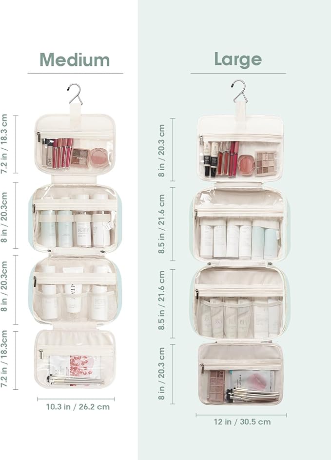 Narwey Travel Toiletry Bag for Women Large Hanging Makeup Bag Organizer Toiletries Bag for Full Size Essentials Accessories Cosmetics (Mint Green (Large))