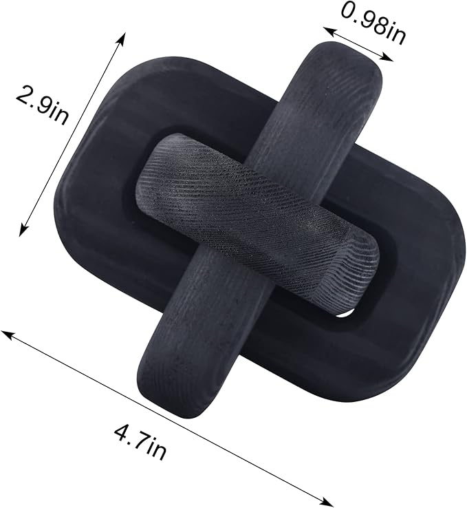 Wooden Knot Decoration Bohemian Decoration Hand-Carved Knot Black Coffee Table Decoration Suitable for Modern Home Bedroom Living Room Farmhouse Dining Table Minimalist Decoration (Black)