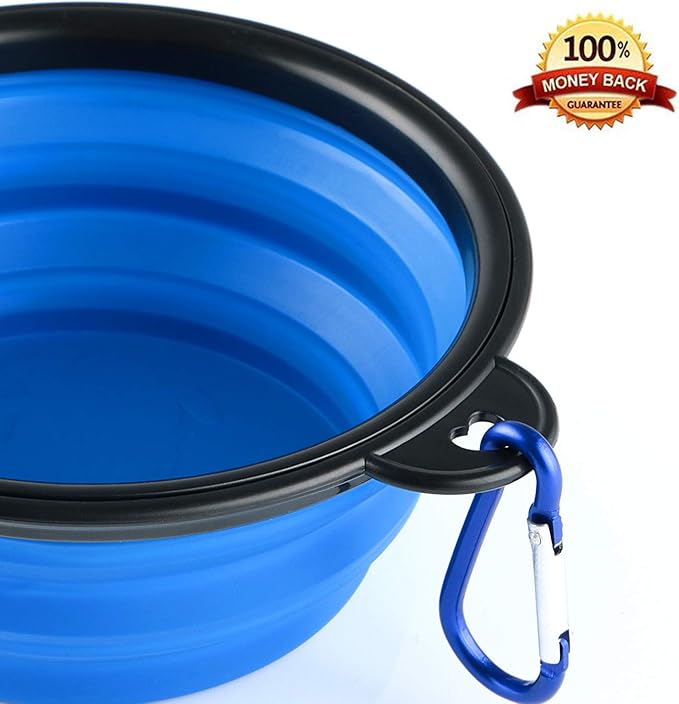 3 Collapsible Silicone Dog Bowl, Foldable Expandable Cup Dish for Small Pet Cat Food Water Feeding Portable Travel Bowl, Pet ID-Tag