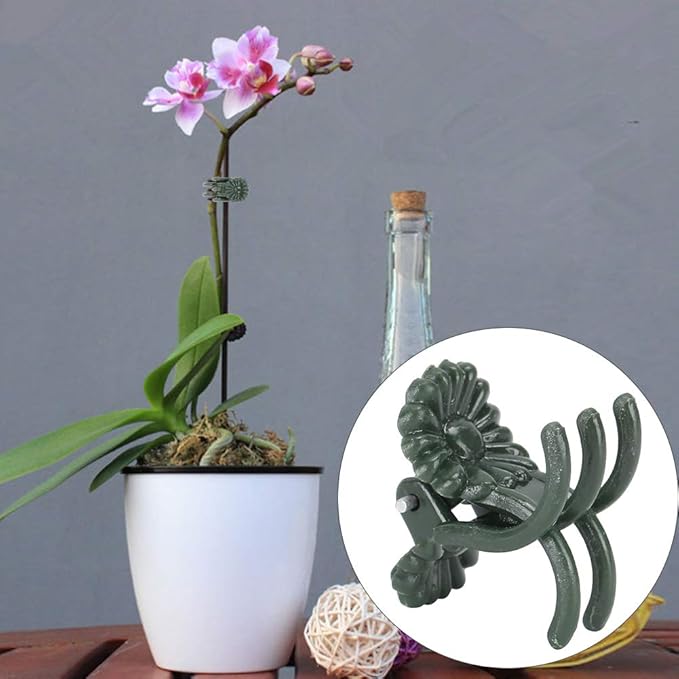 Stem Clip, Flower Stems Fixing Support Clips Tool 100 Pack Orchid Clips, for Courtyard Greenhouse Planting(No Thimble Inside The Clip)