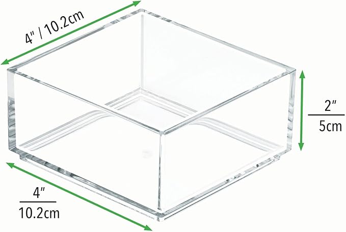 mDesign Plastic Square Desk Organizer - Create Section for Home Office Drawers, Desktop - Holds Pens, Paper Clips, Notebooks and Other Office Supply Accessory - Lumiere Collection - 12 Pack, Clear
