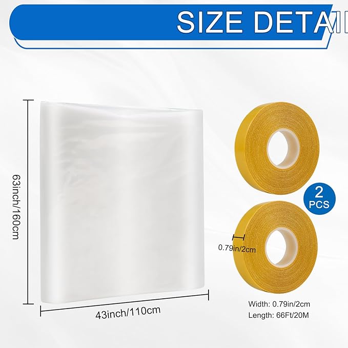 Thermal Shrink Window Insulation Film Kit 5 Pack (47"x315") – Heavy-Duty, Custom-Cut to Size | Blocks Drafts, Saves Energy | Easy DIY Install & Remove with Tape | Fits Home, Office, RV