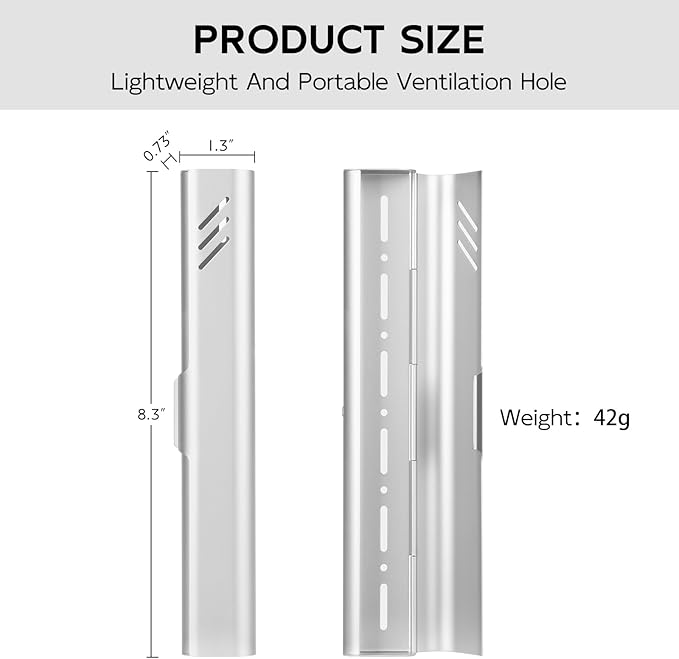 Travel Toothbrush Case, Portable Toothbrush Holder, Durable Aluminum Toothbrush Storage Box, Small Breathable Manual Toothbrush Container for Traveling, School, Camping, Business Trip - Sliver